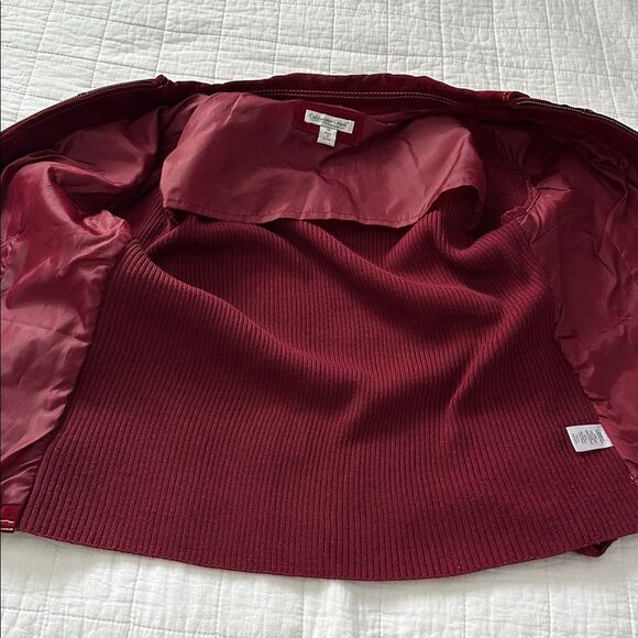 Coldwater Creek Red Leather & Knit Jacket Women’s 14 Zip Front Suede Wool Blend - Picture 14 of 15